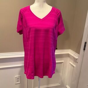 Xersion Fuchsia V-Neck Short Sleeve Top